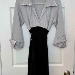 Elegant Gray and Black Women's Dress